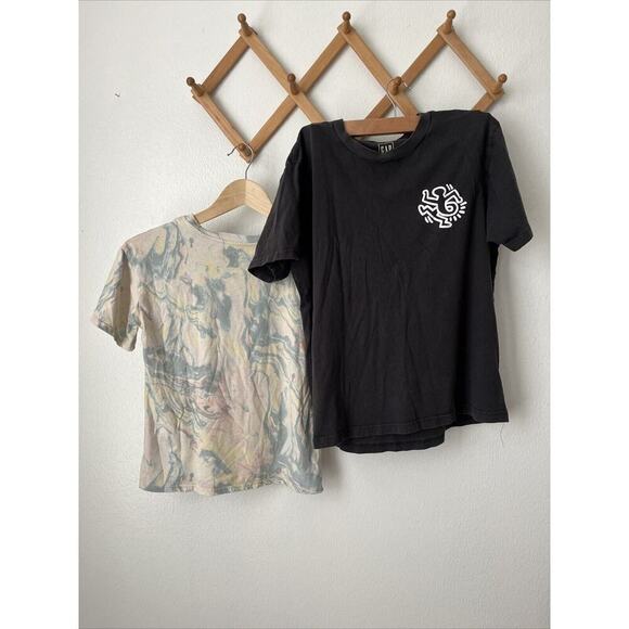 Keith Haring lot 2 women kids tees tie dye heart logo well worn marbled XS/S/M - Picture 6 of 6